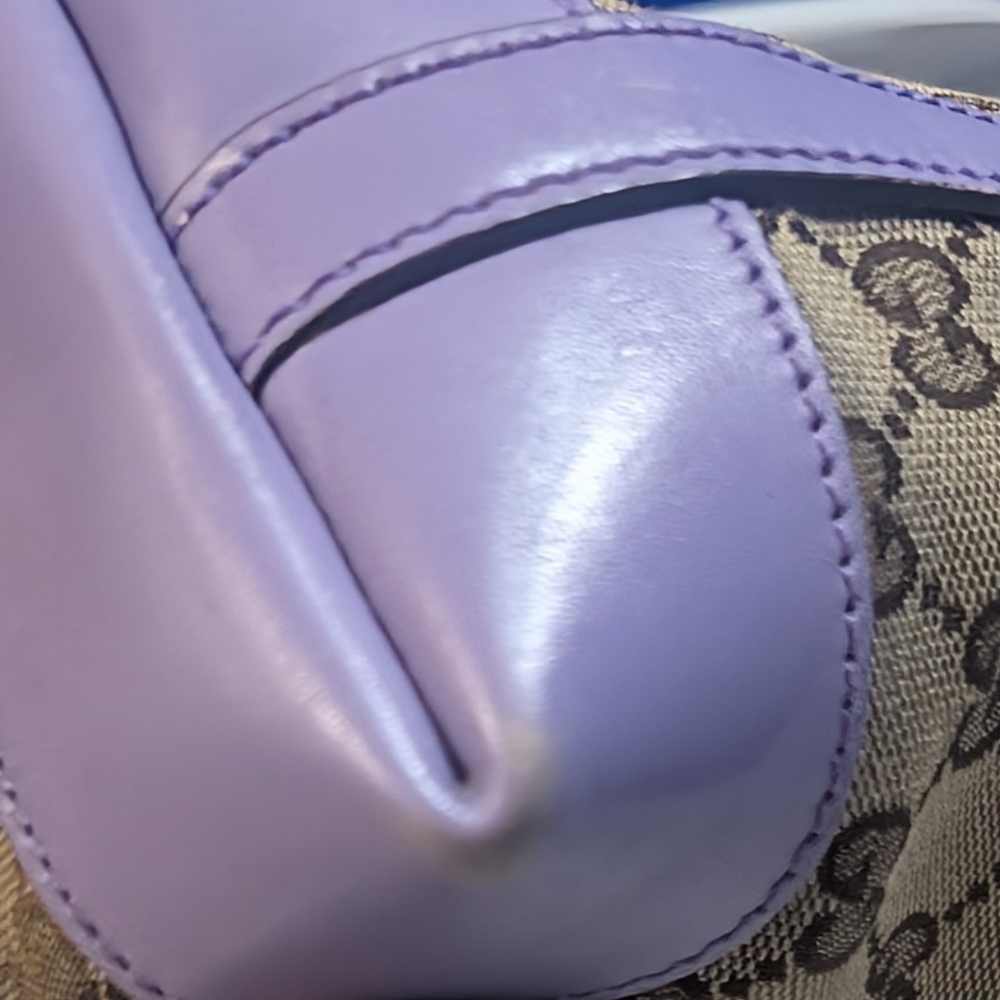 Gucci Monogram Craft Sm. Tote With Detachable Pouch - Beige With Lavender Trim🔥 - Picture 10 of 16